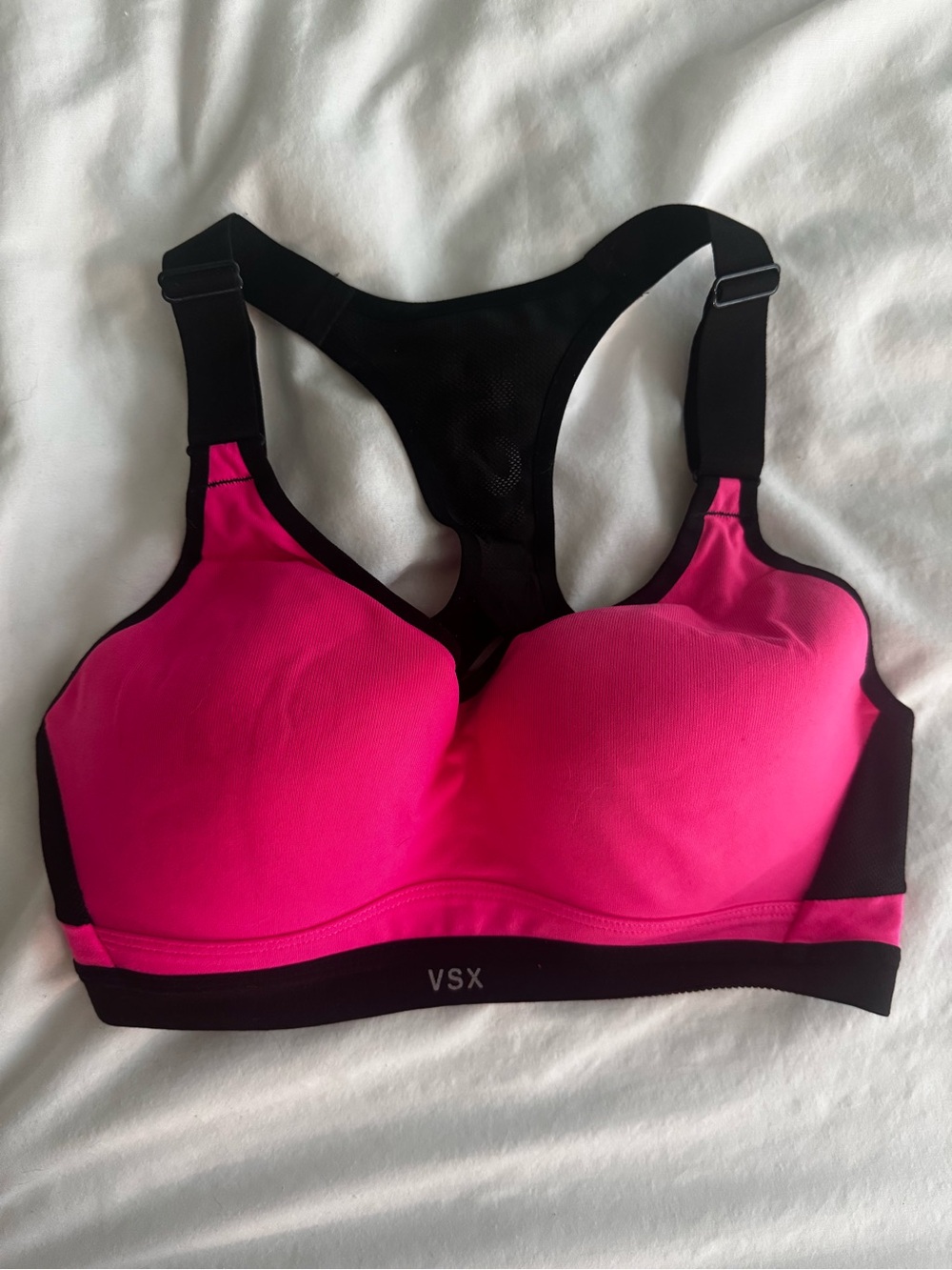 VSX Racerback Sports Bra in Hot Pink and Black